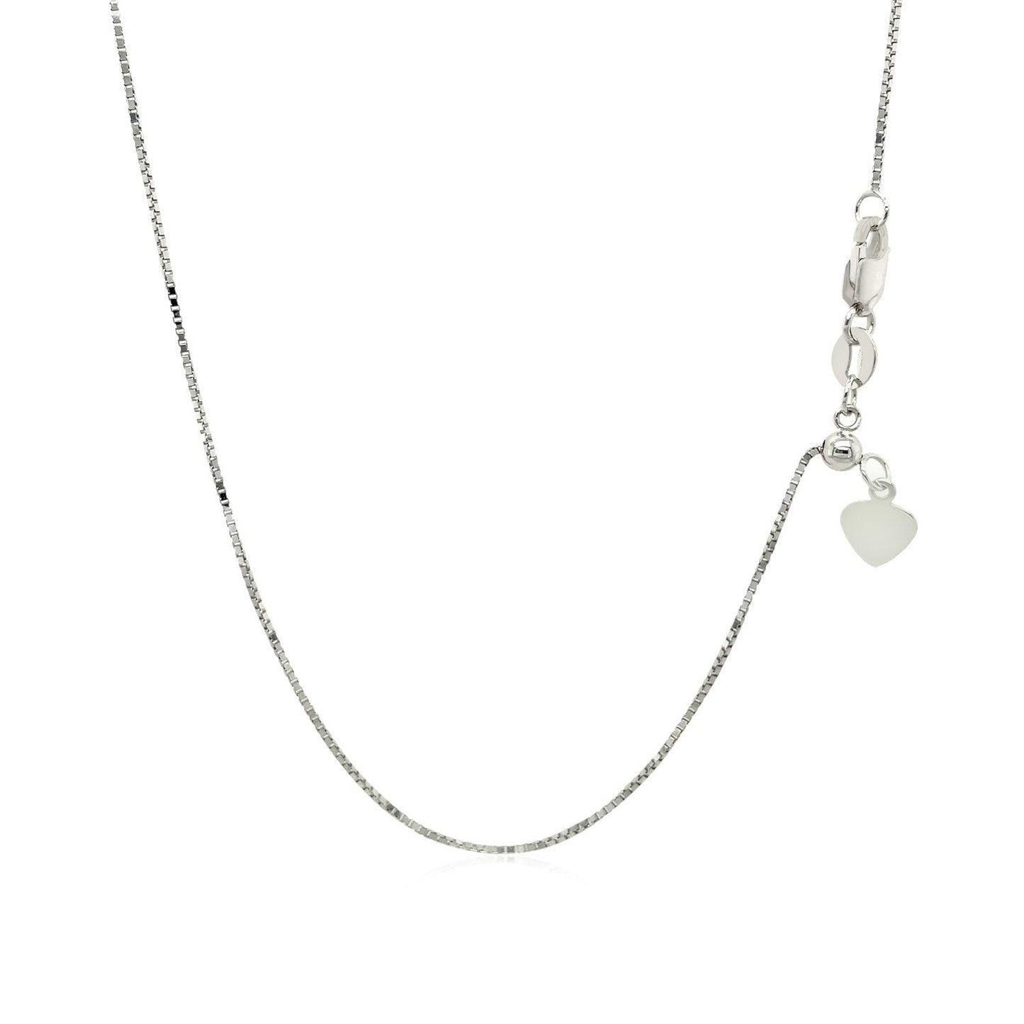 Cadena de caja ajustable de oro blanco de 14k de 0.7mm
