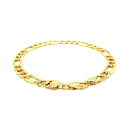 Pulsera Figaro Lite de oro amarillo de 14k y 6,5mm
