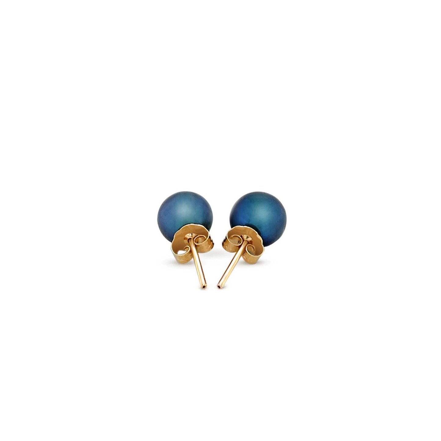 Pendientes de oro amarillo de 14 quilates con perlas cultivadas negras (7,0 mm)