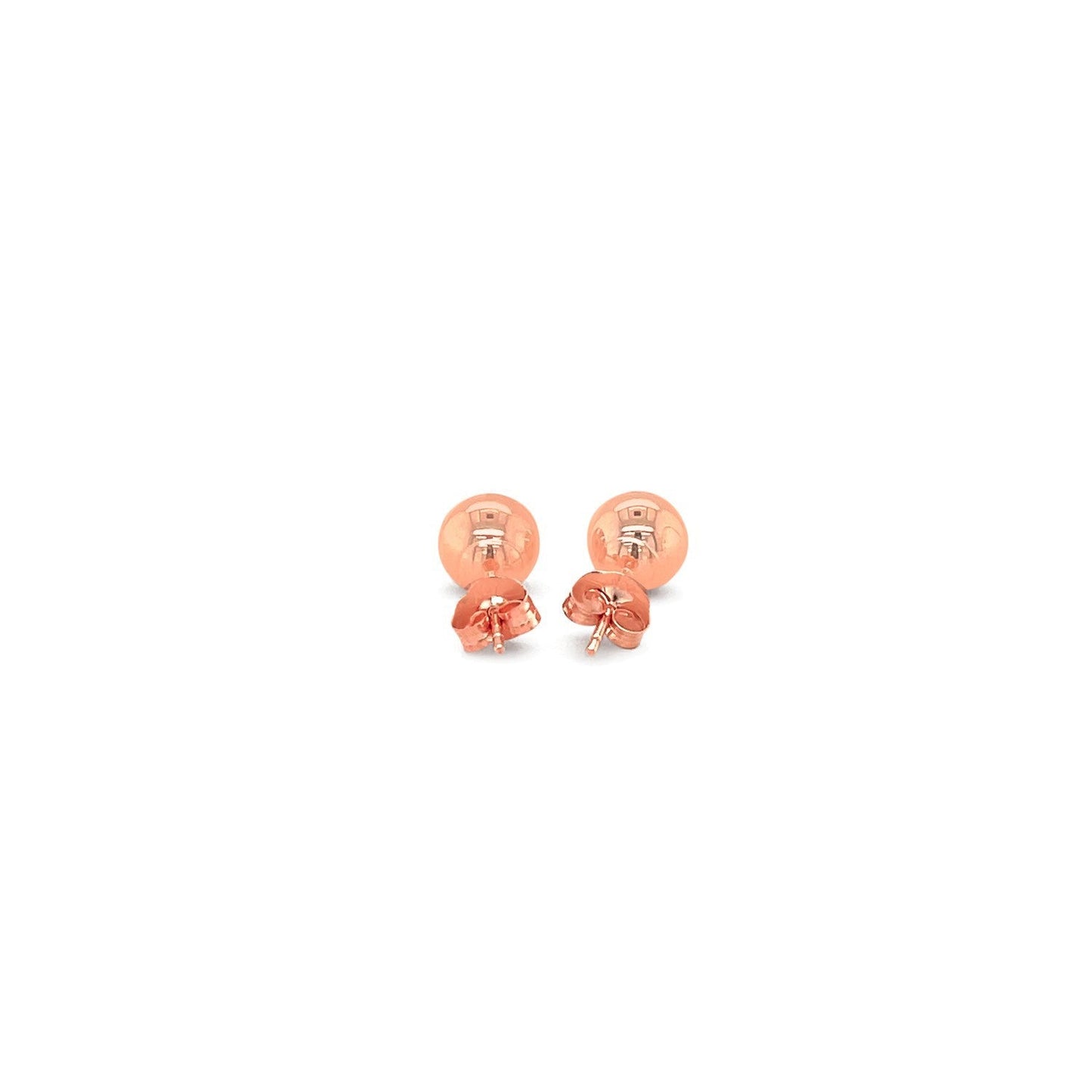 Pendientes de botón clásicos redondos de oro rosa de 14k (6.0 mm)
