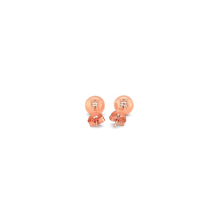 Pendientes de botón clásicos redondos de oro rosa de 14k (6.0 mm)