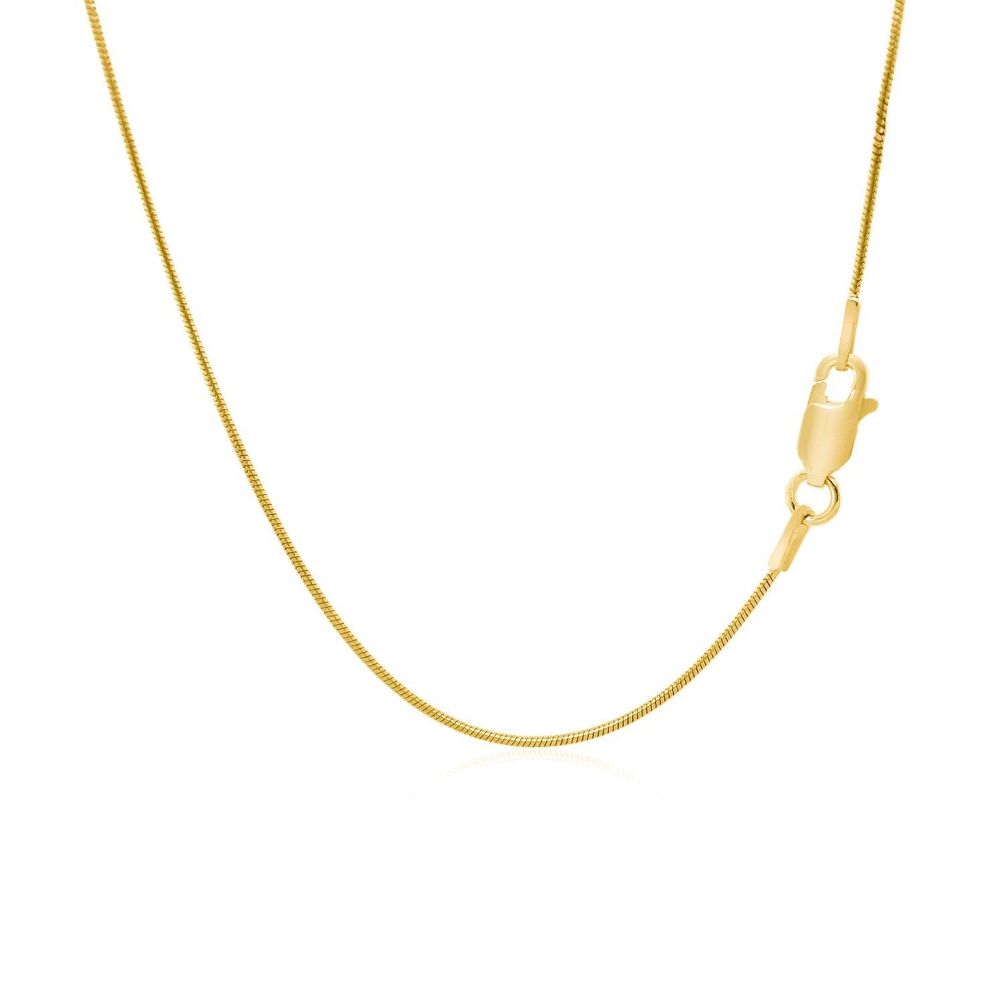 Cadena redonda de oro amarillo de 14 quilates tipo serpiente de 0,9 mm