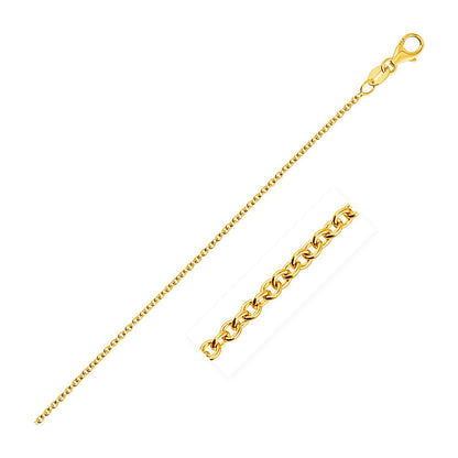 Cadena de Eslabones Redondos Tipo Cable de Oro Amarillo de 14k y 1.3mm