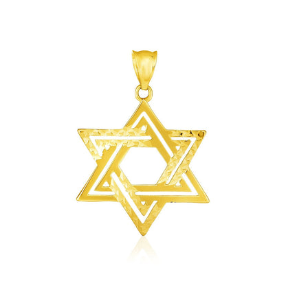 Colgante Estrella de David con textura de oro amarillo de 14k