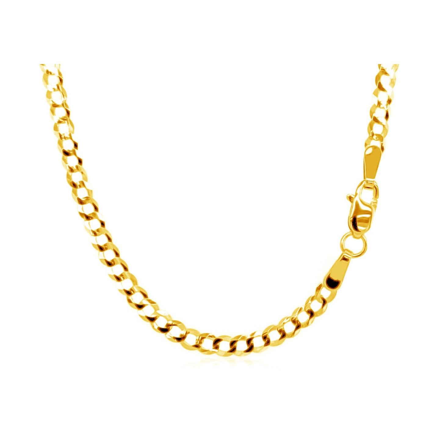 Cadena barbada de oro amarillo de 10k y 2.4mm