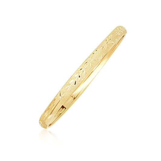 Pulsera de oro amarillo de 10k tipo cúpula con corte florentino y diamante para niños