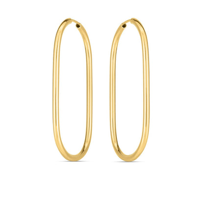 Pendientes de aro grandes de oro amarillo de 14k con diseño de clip
