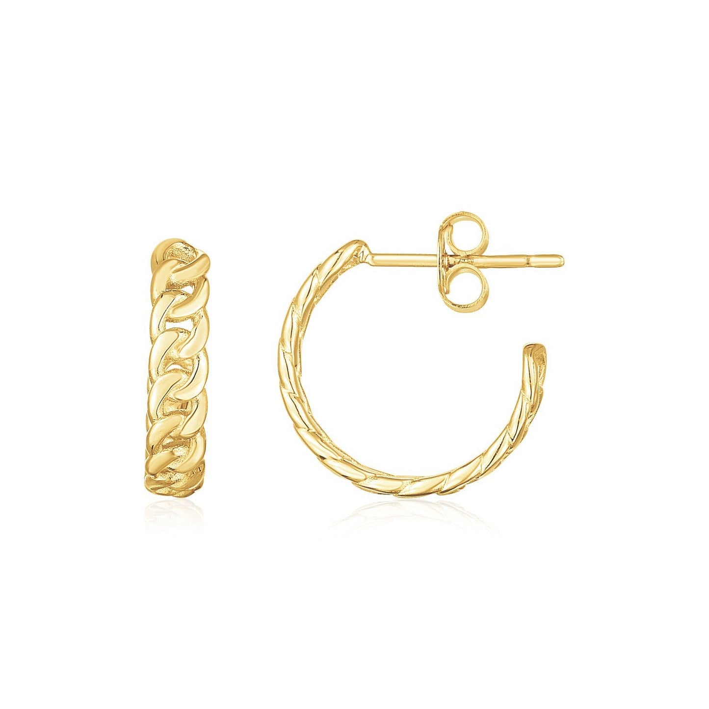 Pendientes de aro de cadena fina de oro amarillo de 14 quilates