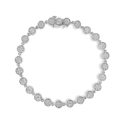 Pulsera de eslabones de plata de ley .925 con diamantes redondos de 2.0 quilates en total (color G-H, claridad I1-I2) - 7.25"