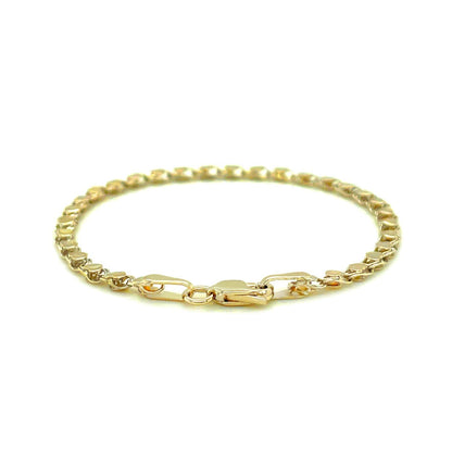 Tobillera de corazón de oro amarillo de 14k de 2.9mm