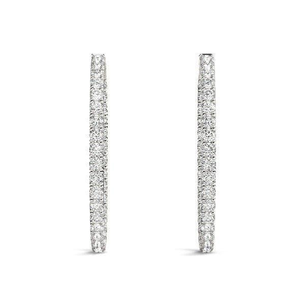 Aretes de aro ovalados de doble cara con diamantes en oro blanco de 14k (2 ct. t.w.)