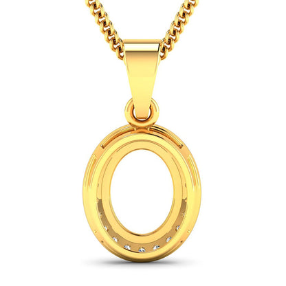 Colgante semiengastado de oro amarillo de 14 quilates con diamante blanco genuino de 0,22 quilates - tiene capacidad para gema ovalada de 9x7mm
