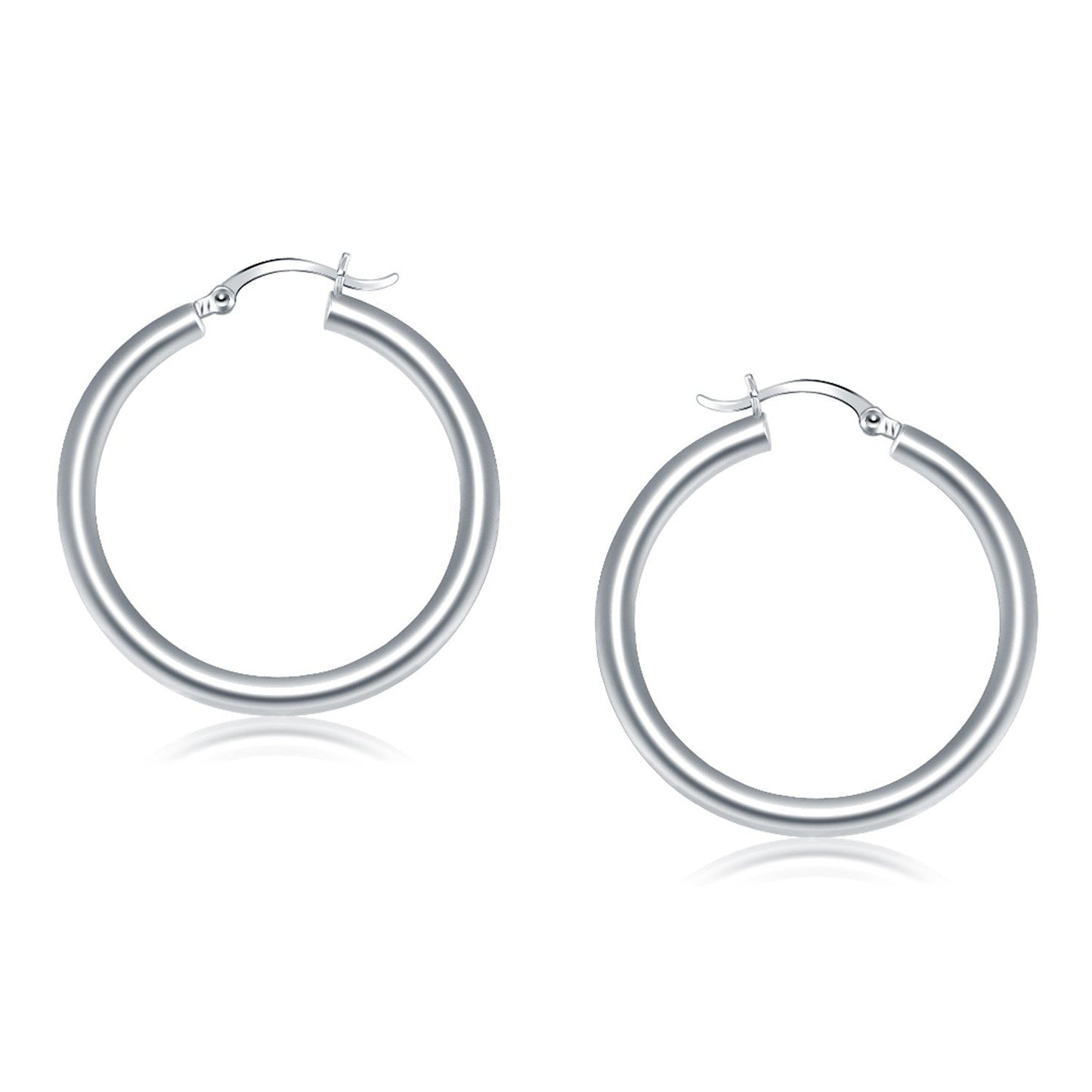 Pendientes de aro pulidos de oro blanco de 14k (40 mm)