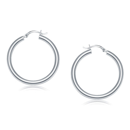 Pendientes de aro pulidos de oro blanco de 14k (40 mm)