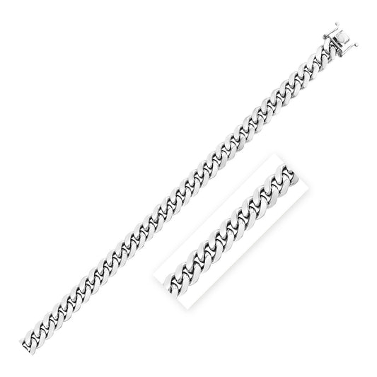 Cadena Cubana Miami de Plata Esterlina con Baño de Rodio 8.4mm
