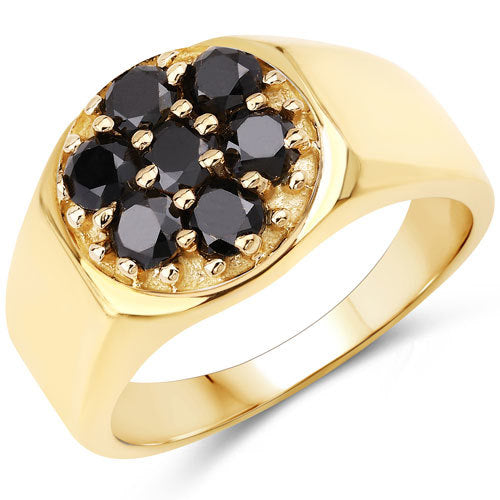 Anillo de Plata Esterlina .925 con Diamante Negro Genuino de 0.91 Quilates