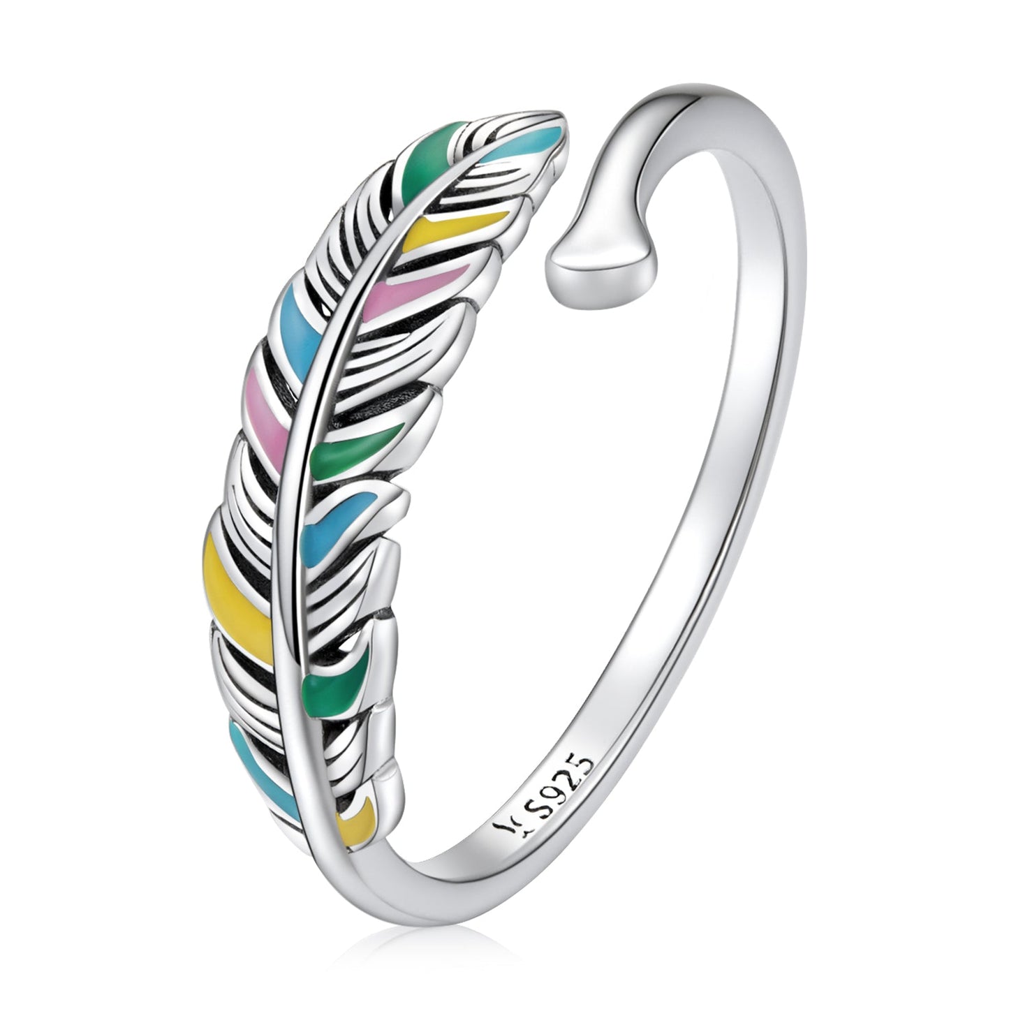 Anillo de plata de ley 925 esmaltado oxidado para mujer