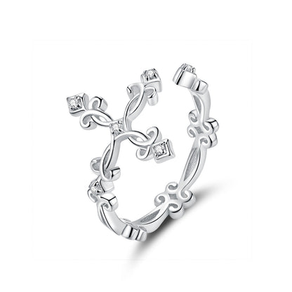 Anillo de plata de ley 925 con pavé de circonitas de 0,4 cm de ancho