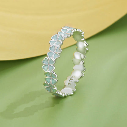 Anillo para mujer de plata de ley 925 esmaltada y chapada en platino, talla 6