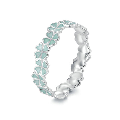 Anillo para mujer de plata de ley 925 esmaltada y chapada en platino, talla 6