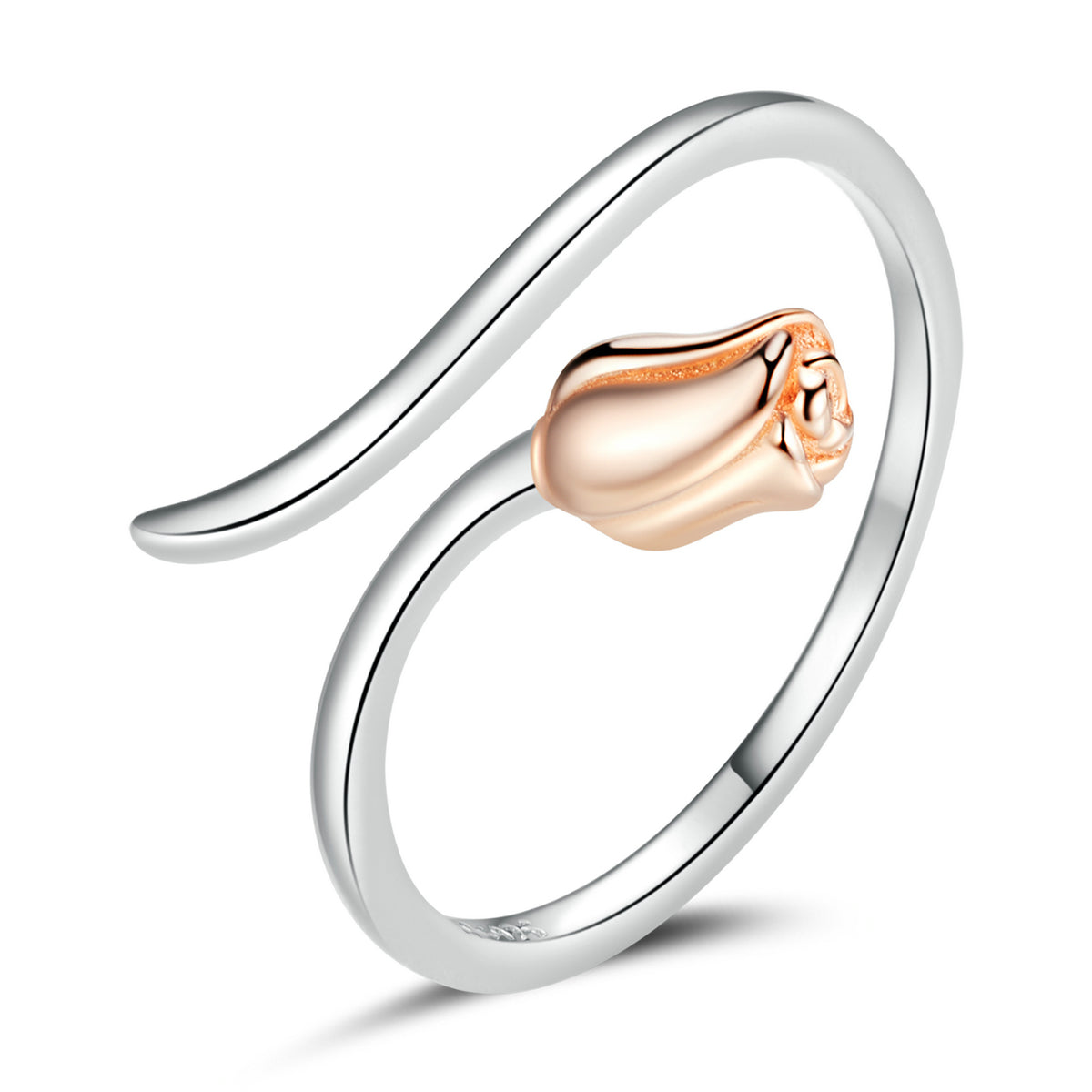 Anillo de Plata de Ley 925 con Baño de Oro Rosa y Platino, 0.4*0.6cm para Mujer