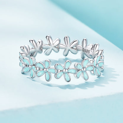 Anillo de plata de ley 925 con esmalte y baño de platino, talla 6, para mujer