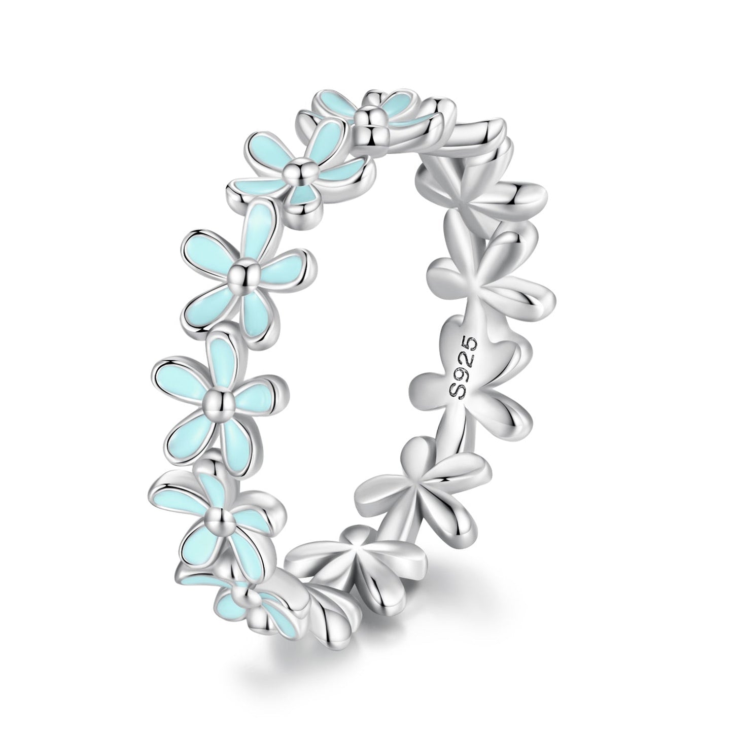 Anillo de plata de ley 925 con esmalte y baño de platino, talla 6, para mujer