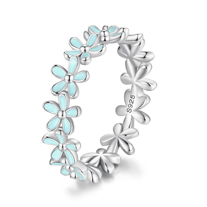 Anillo de plata de ley 925 con esmalte y baño de platino, talla 6, para mujer