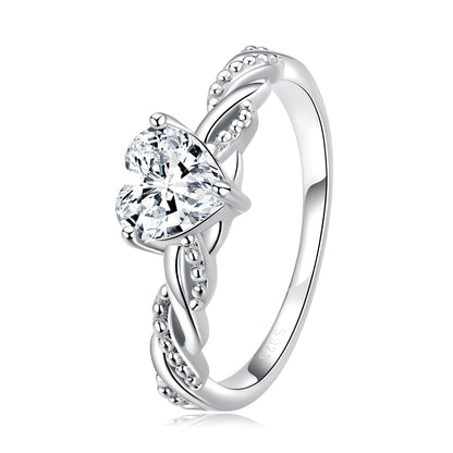 Anillo de Plata de Ley 925 "Amor" con circonita cúbica, Talla 6.0