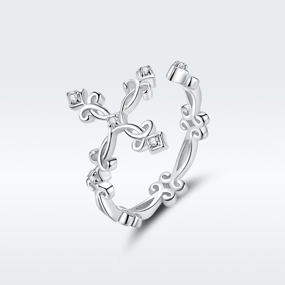 Anillo de plata de ley 925 con pavé de circonitas de 0,4 cm de ancho