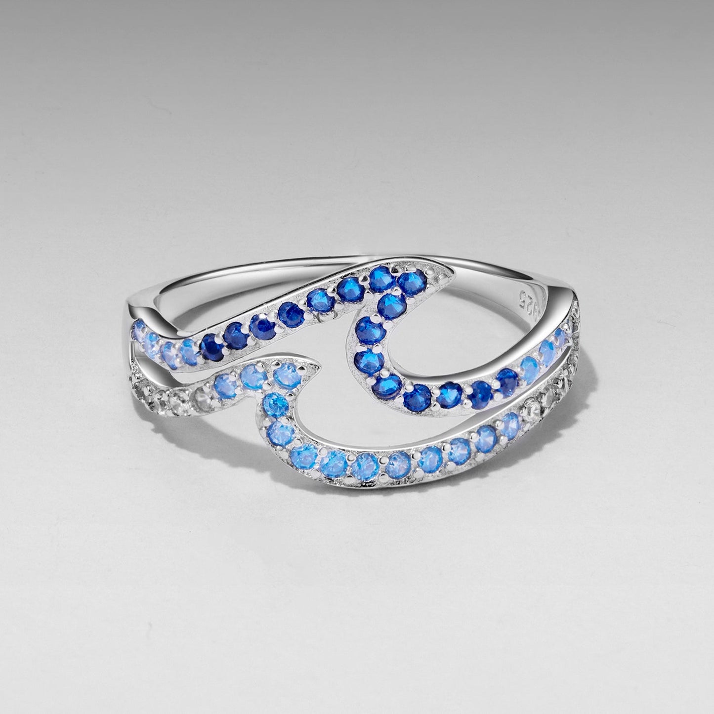 Anillo de Plata de Ley 925 Bañado en Oro Blanco con Circonitas, Talla 6.0 para Mujer