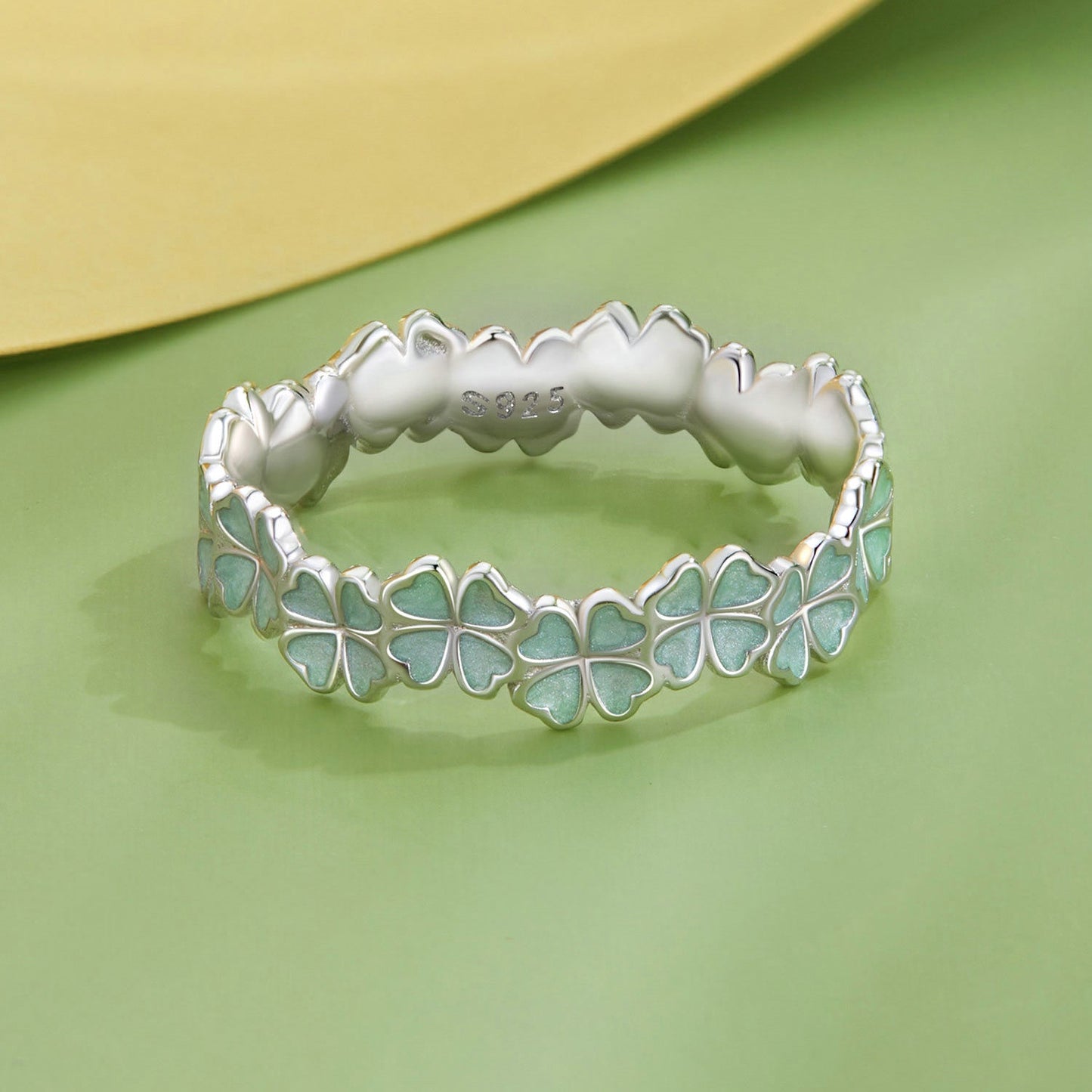 Anillo para mujer de plata de ley 925 esmaltada y chapada en platino, talla 6