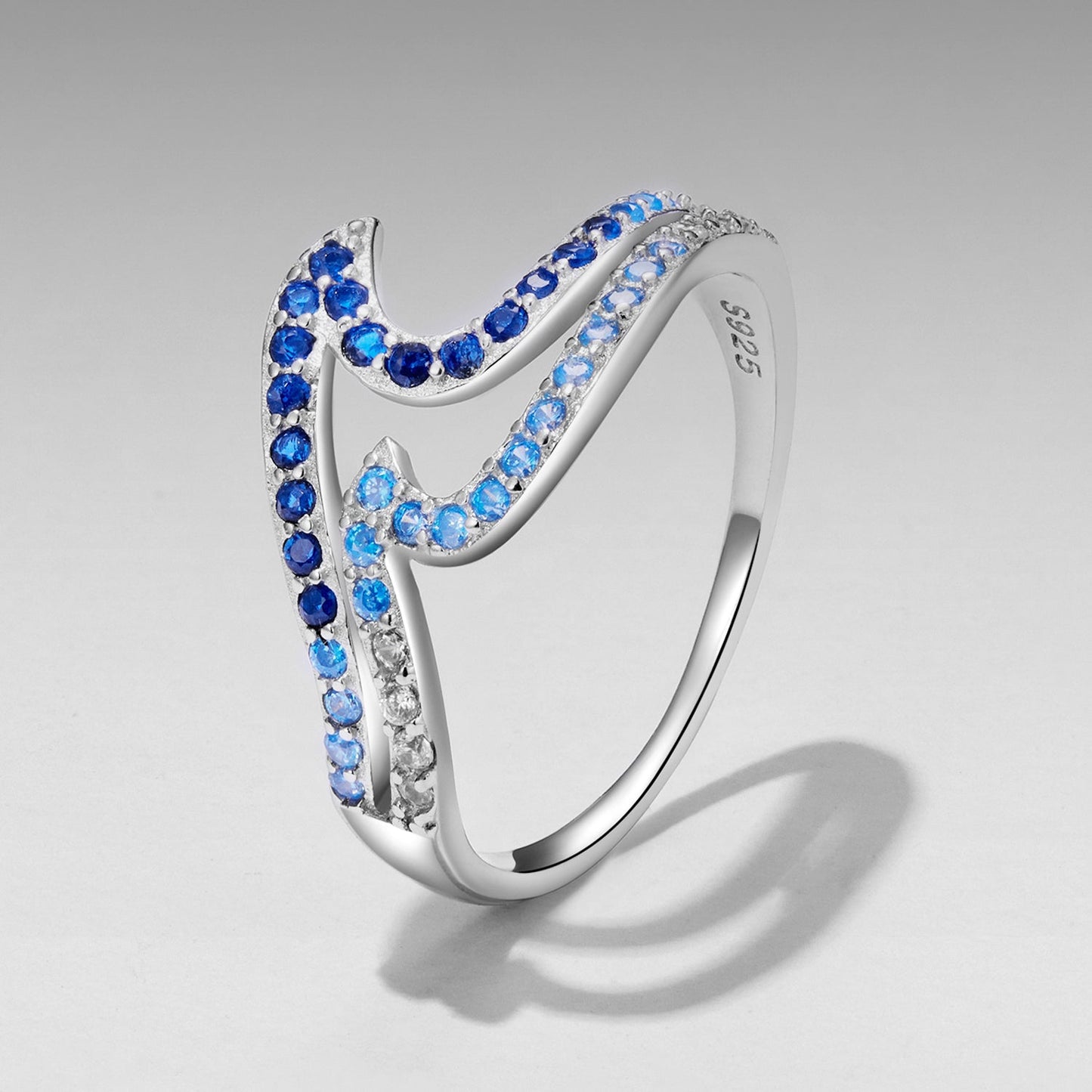 Anillo de Plata de Ley 925 Bañado en Oro Blanco con Circonitas, Talla 6.0 para Mujer