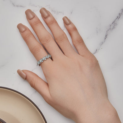 Anillo de plata de ley 925 con esmalte y baño de platino, talla 6, para mujer