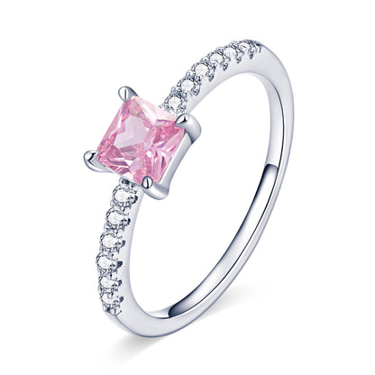 Anillo de plata de ley 925, talla 6.0, con circonitas pavé y baño de platino