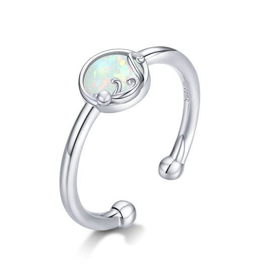 Anillo de banda delgada de plata de ley 925 para mujer