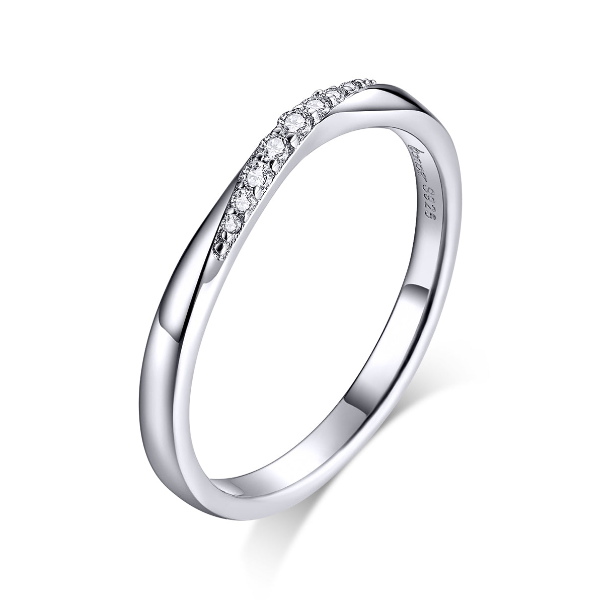 Anillo de Plata Fina 925 con Circonitas Engastadas y Baño de Platino Talla 6 para Mujer