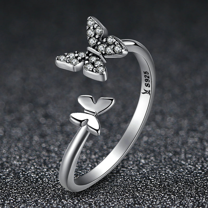 Anillo de compromiso de plata de ley 925 para mujer