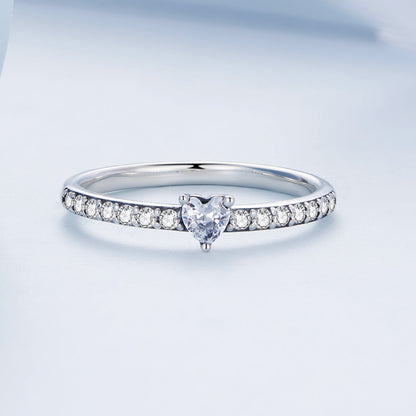 Anillo de plata de ley 925 oxidada con pavé de circonitas, talla 6 para mujer