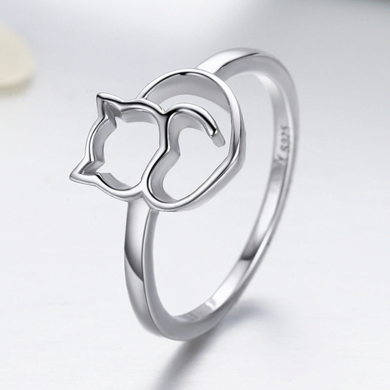 Anillo de Plata de Ley 925 Talla 5.0 con Baño de Platino para Mujer