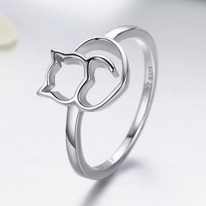 Anillo de Plata de Ley 925 Talla 5.0 con Baño de Platino para Mujer