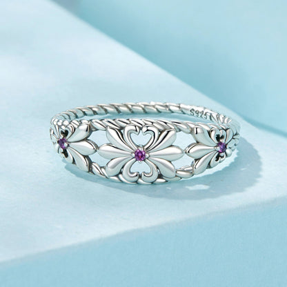 Anillo de plata de ley 925 oxidada con circonita cúbica de 1,3 mm engastada en pavé, talla 6.0, para mujer