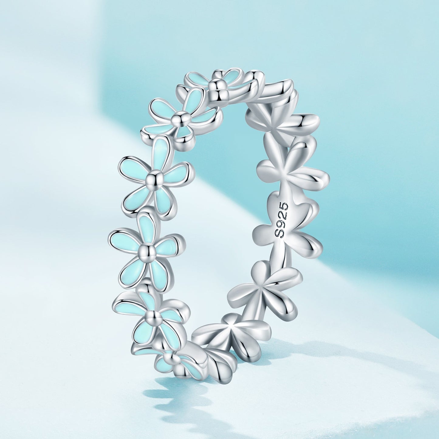 Anillo de plata de ley 925 con esmalte y baño de platino, talla 6, para mujer