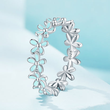 Anillo de plata de ley 925 con esmalte y baño de platino, talla 6, para mujer