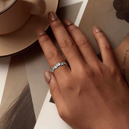 Anillo para mujer de plata de ley 925 esmaltada y chapada en platino, talla 6