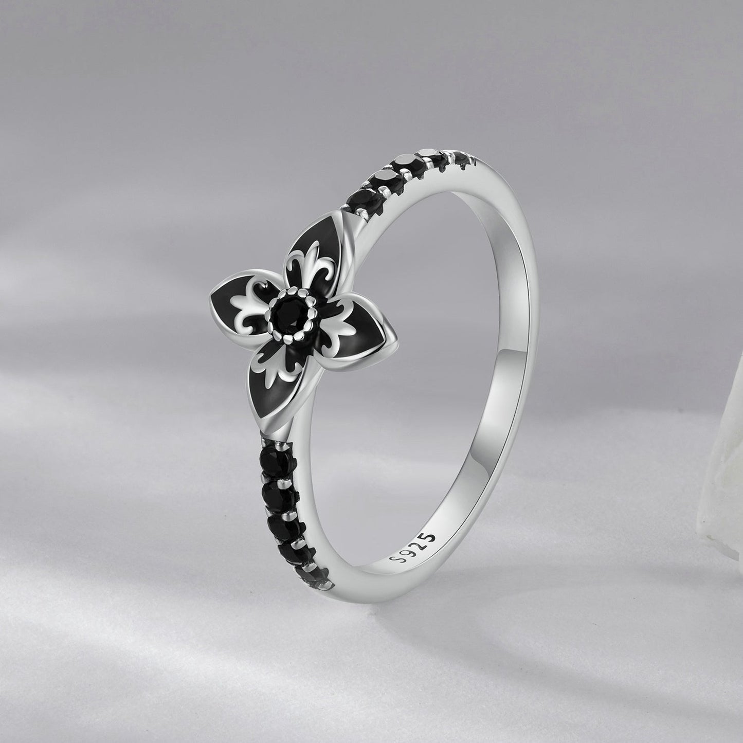 Anillos colgantes de esmalte de plata de ley 925 de 0.9x1.0cm para mujer