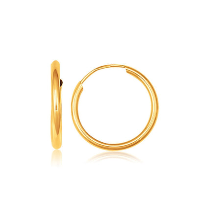 Pendientes de aro infinitos pulidos de oro amarillo de 10k (16 mm de diámetro)