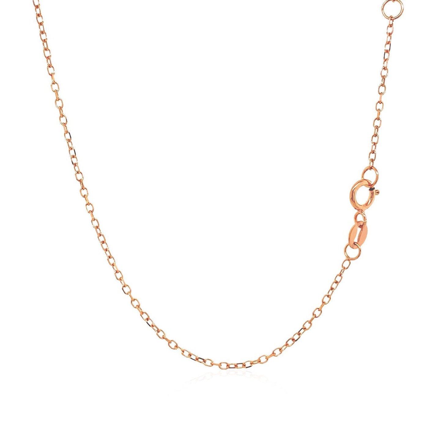 Cadena de oro rosa de 14k y 17 pulgadas con topacio blanco redondo
