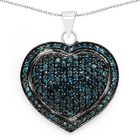 Colgante de plata de ley .925 con diamante azul auténtico de 1.25 quilates