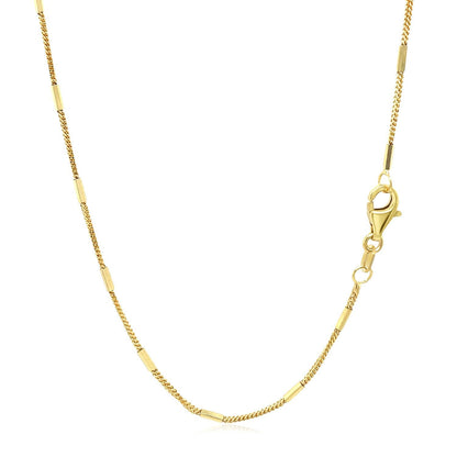 Cadena con colgante de eslabones de barra tallados a diamante en oro amarillo de 14k (1,3 mm)